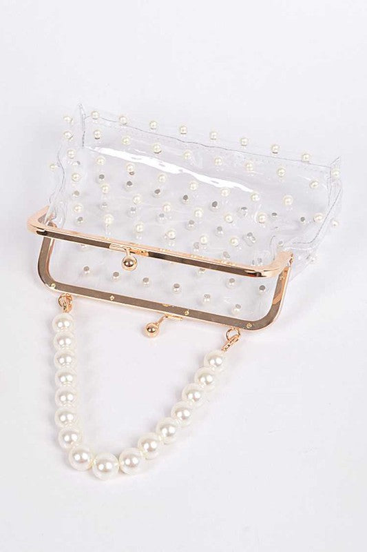 Fashionista Pearl Studs Clear Clutch