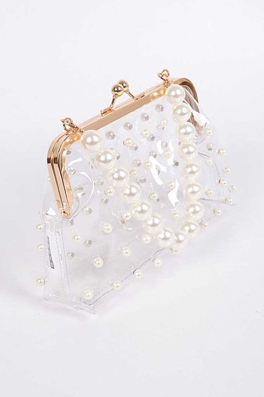 Fashionista Pearl Studs Clear Clutch