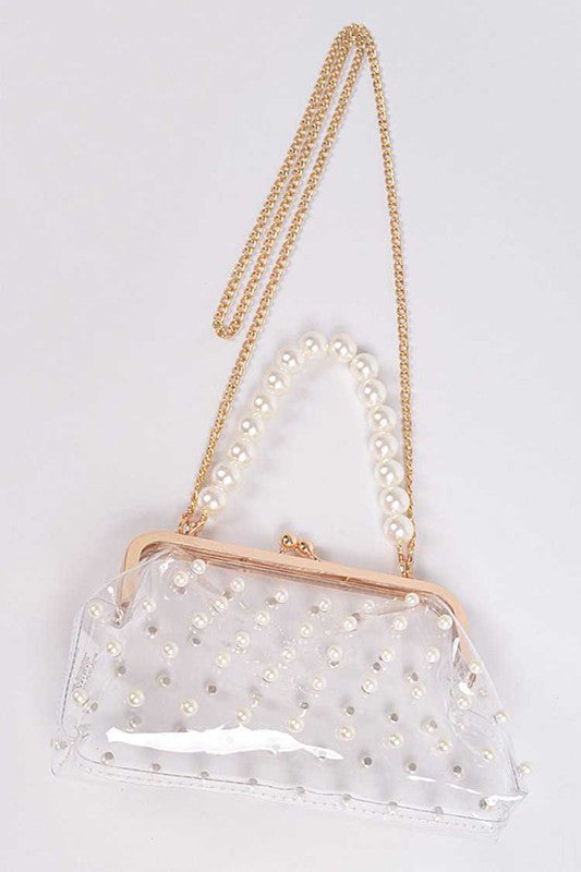 Fashionista Pearl Studs Clear Clutch