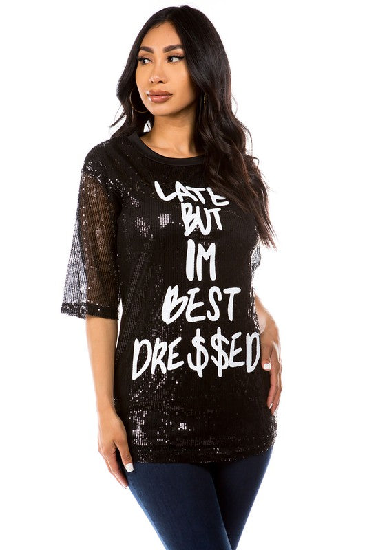 FASHIONISTA SEXY SEQUIN T-SHIRT