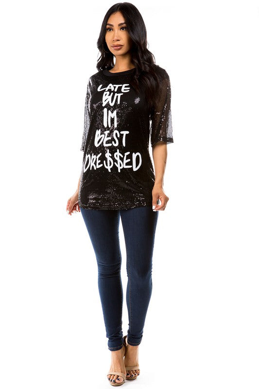 FASHIONISTA SEXY SEQUIN T-SHIRT