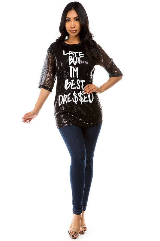 FASHIONISTA SEXY SEQUIN T-SHIRT