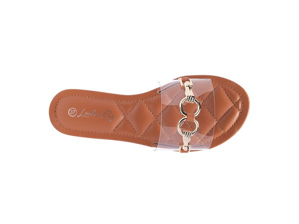 Fashionista Clear Buckled Quilted Slides