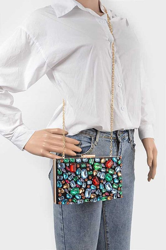 Fashionista Bejeweled Crystal Box Clutch