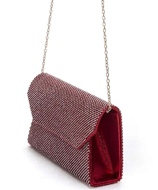 Studs Structured Satin Clutch Swing Bag