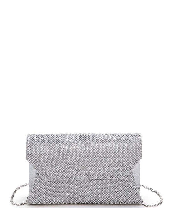 Studs Structured Satin Clutch Swing Bag