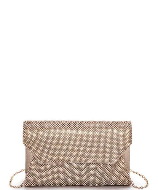 Studs Structured Satin Clutch Swing Bag