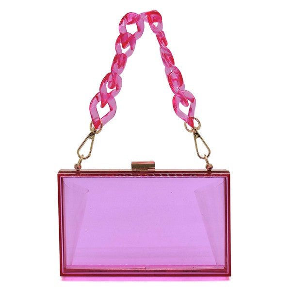 Fashionista Acrylic Chain Handle See Thru  Clutch