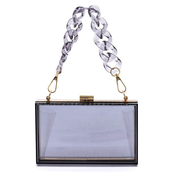 Fashionista Acrylic Chain Handle See Thru  Clutch