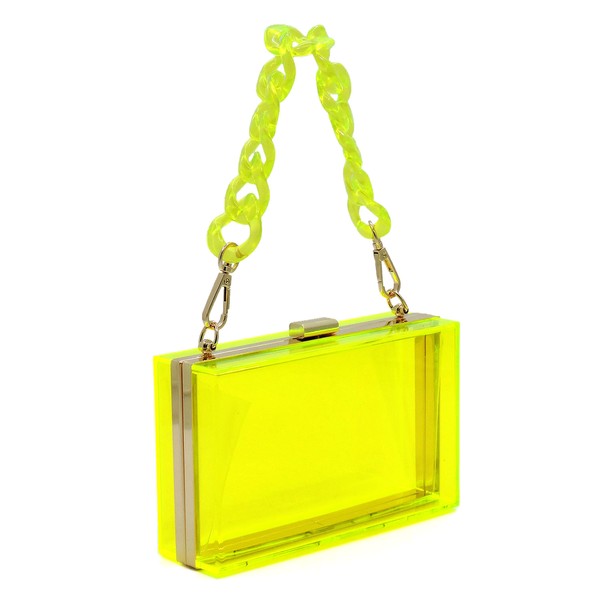 Fashionista Acrylic Chain Handle See Thru  Clutch