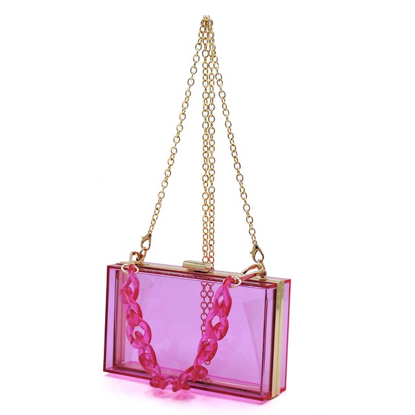 Fashionista Acrylic Chain Handle See Thru  Clutch