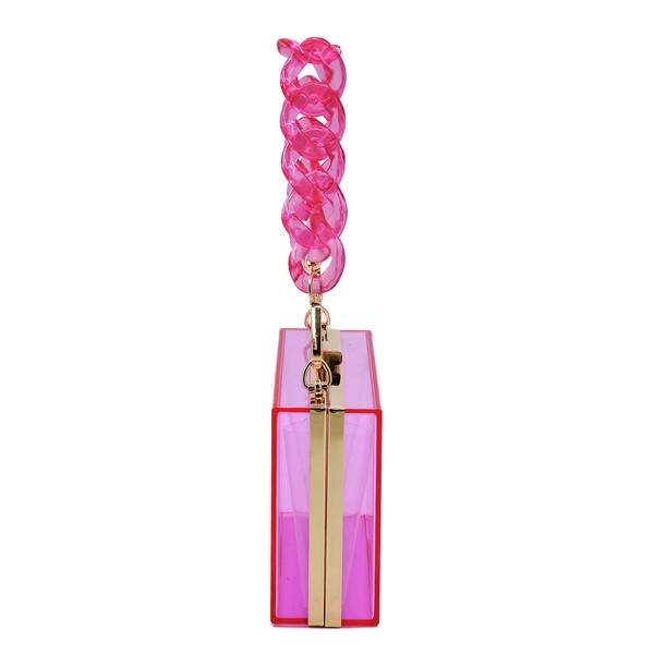 Fashionista Acrylic Chain Handle See Thru  Clutch