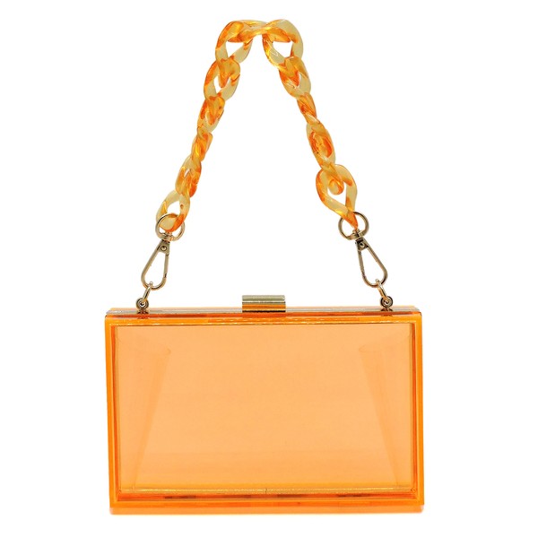 Fashionista Acrylic Chain Handle See Thru  Clutch