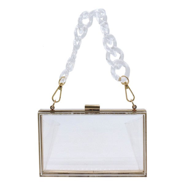 Fashionista Acrylic Chain Handle See Thru  Clutch