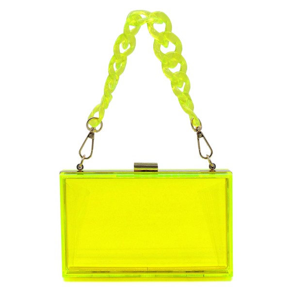 Fashionista Acrylic Chain Handle See Thru  Clutch