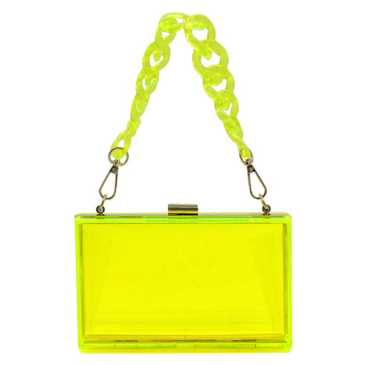 Fashionista Acrylic Chain Handle See Thru  Clutch