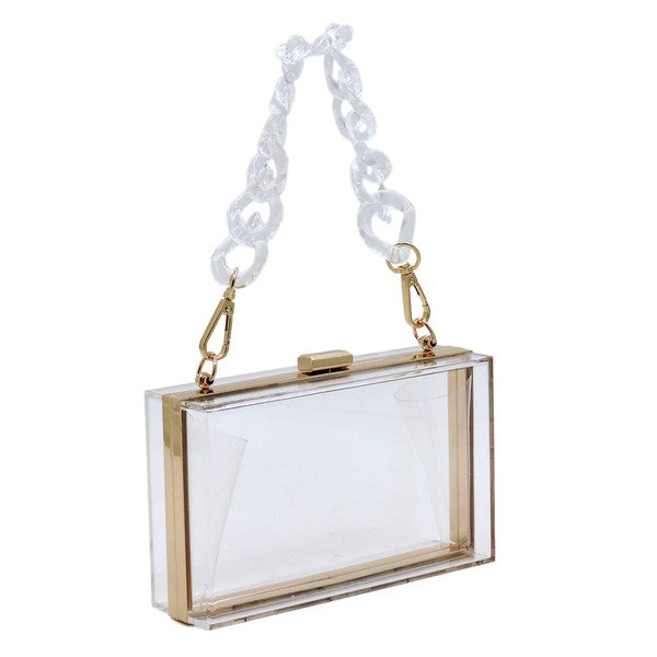 Fashionista Acrylic Chain Handle See Thru  Clutch