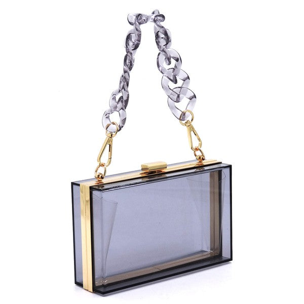 Fashionista Acrylic Chain Handle See Thru  Clutch