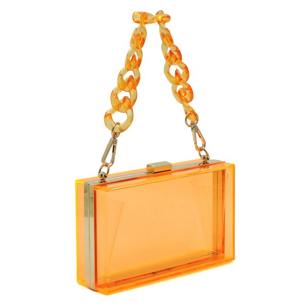 Fashionista Acrylic Chain Handle See Thru  Clutch