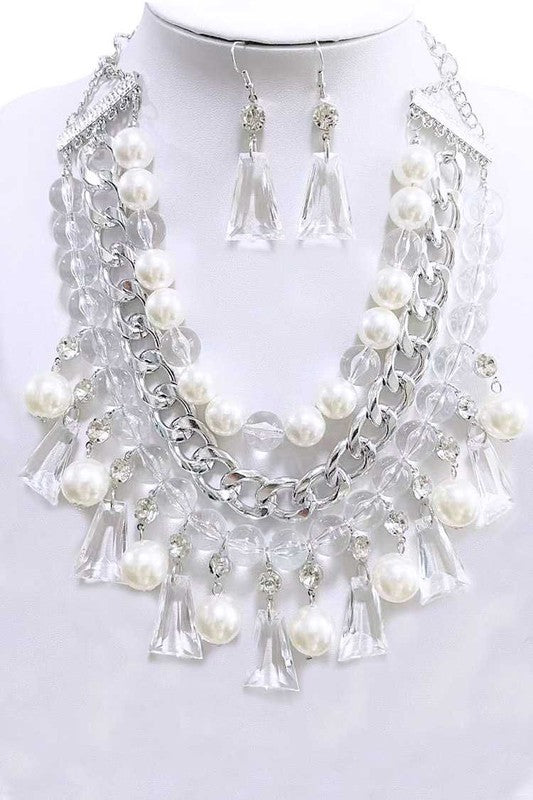 Chic Acrylic Beads Necklace Set