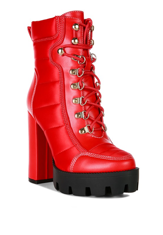 Fashionista High Heel Quilted Satin Biker Boots