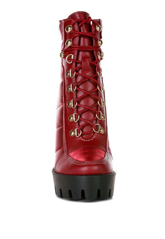 Fashionista High Heel Quilted Satin Biker Boots