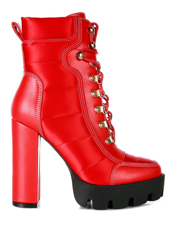 Fashionista High Heel Quilted Satin Biker Boots