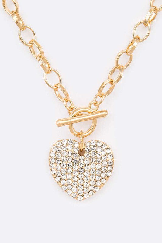 Fashionista Crystal Heart Necklace Set