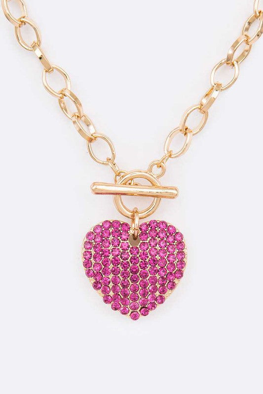 Fashionista Crystal Heart Necklace Set