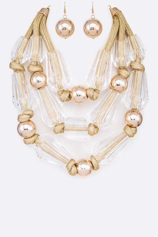 Chic Acrylic Beads Metallic Layer Necklace