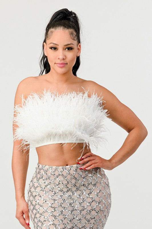 Fashionista Fur Crop Tube Top