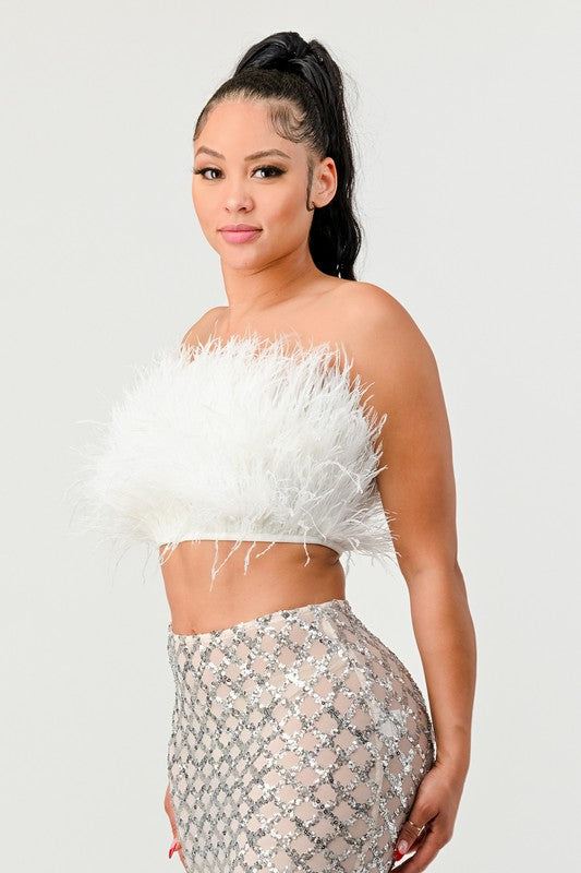 Fashionista Fur Crop Tube Top