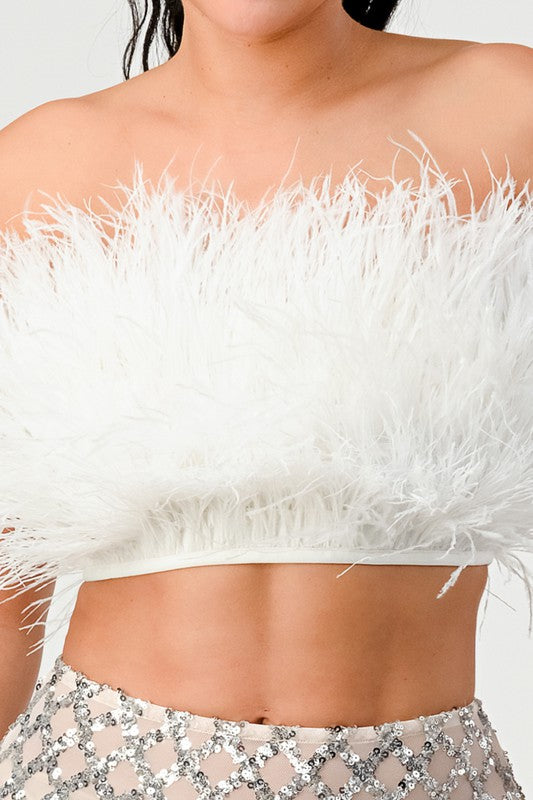 Fashionista Fur Crop Tube Top