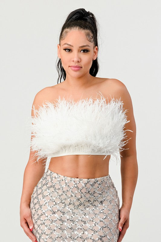 Fashionista Fur Crop Tube Top