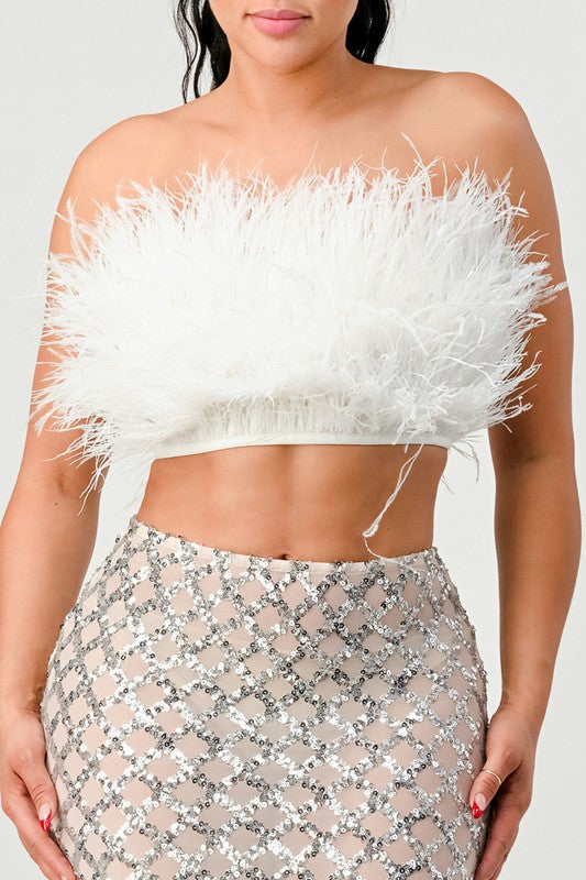 Fashionista Fur Crop Tube Top