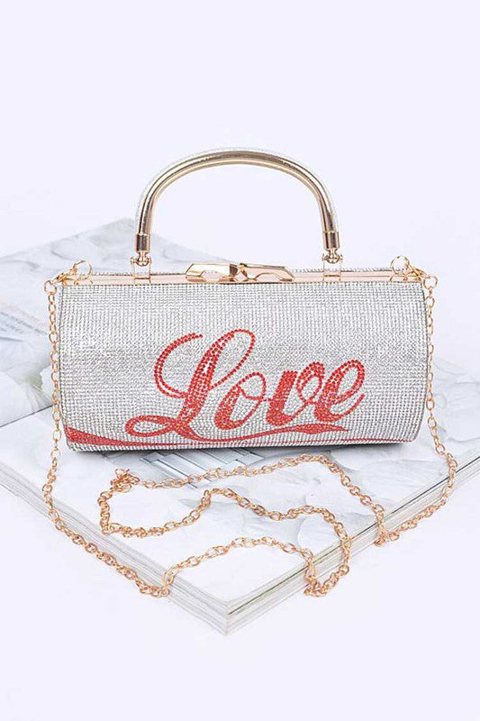 LOVE Rhinestone Box Clutch