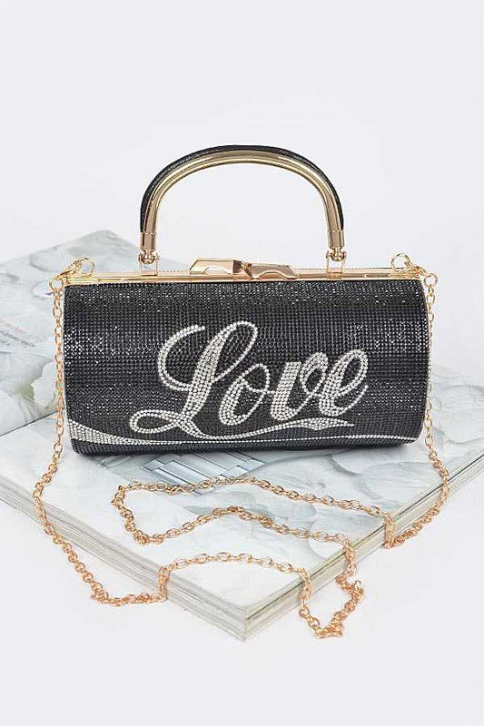 LOVE Rhinestone Box Clutch