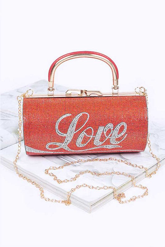 LOVE Rhinestone Box Clutch