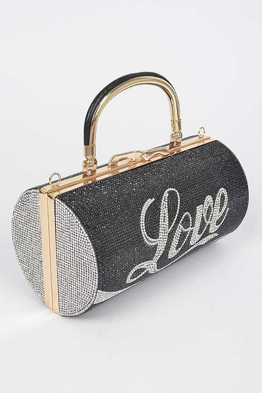 LOVE Rhinestone Box Clutch