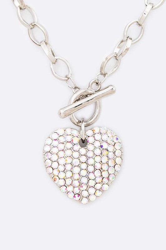 Fashionista Crystal Heart Necklace Set