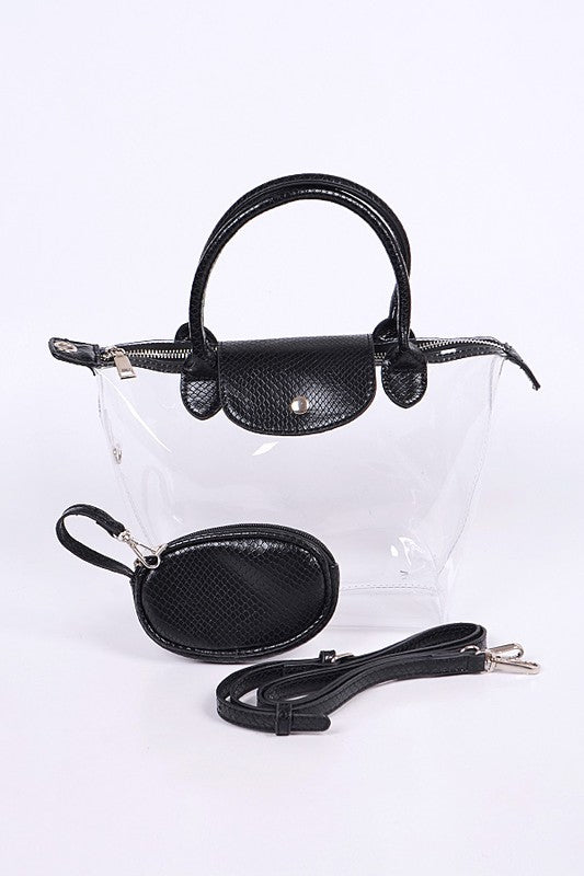 Convertible Clear Mini Tote Bag Set - xclsvafashion.com