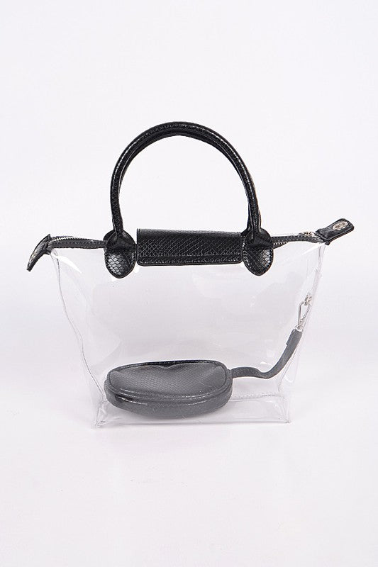 Convertible Clear Mini Tote Bag Set - xclsvafashion.com