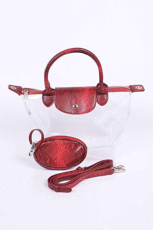 Convertible Clear Mini Tote Bag Set - xclsvafashion.com