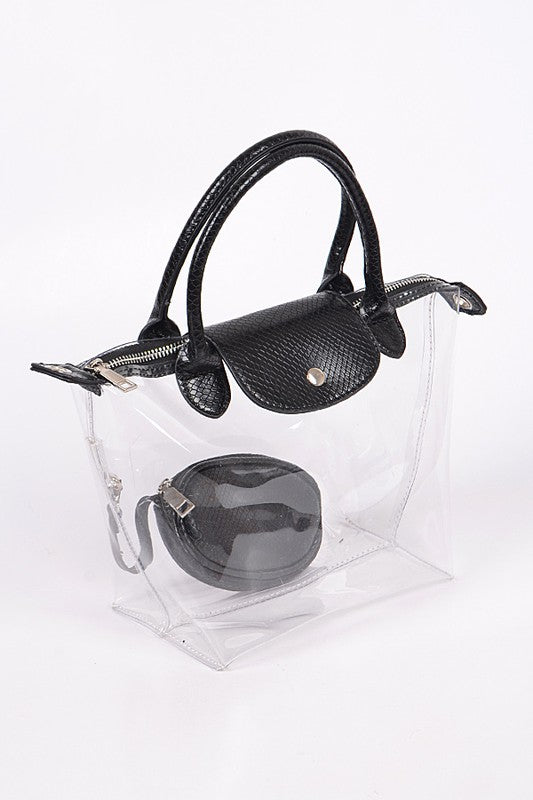 Convertible Clear Mini Tote Bag Set - xclsvafashion.com