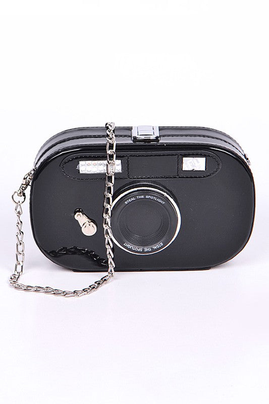 Fashionista Metallic Oval Camera Clutch Bag - xclsvafashion.com