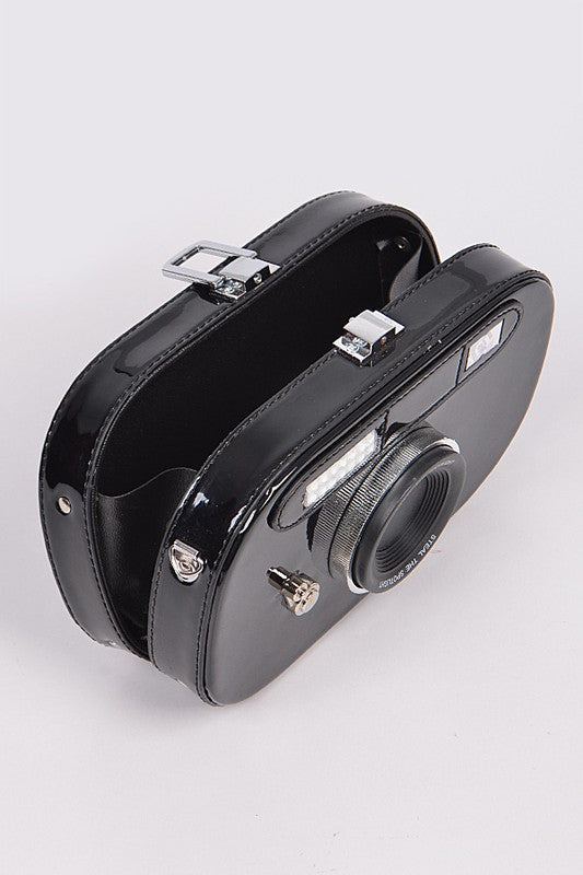 Fashionista Metallic Oval Camera Clutch Bag - xclsvafashion.com