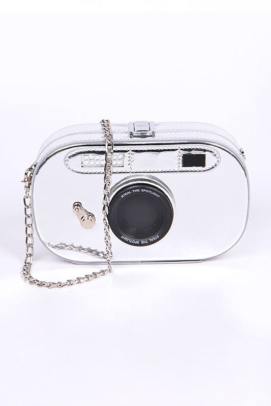 Fashionista Metallic Oval Camera Clutch Bag - xclsvafashion.com