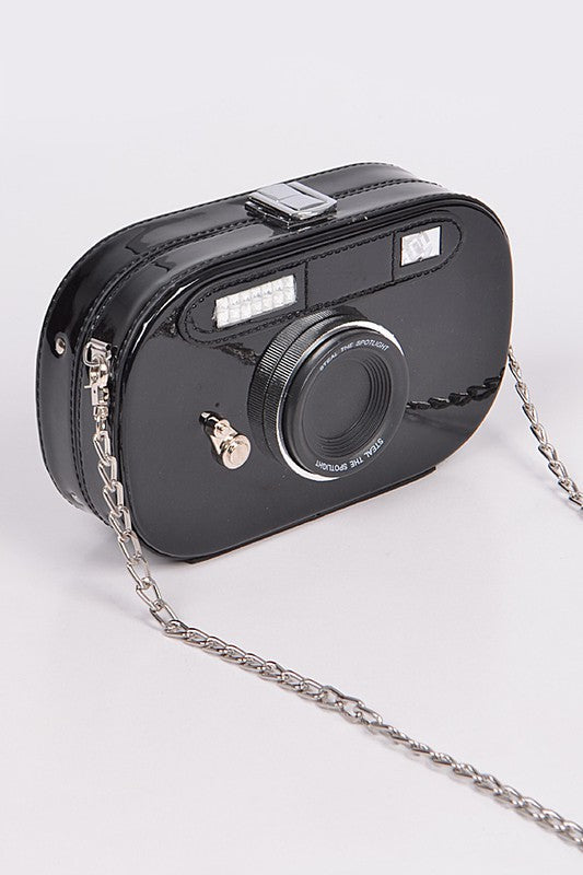 Fashionista Metallic Oval Camera Clutch Bag - xclsvafashion.com