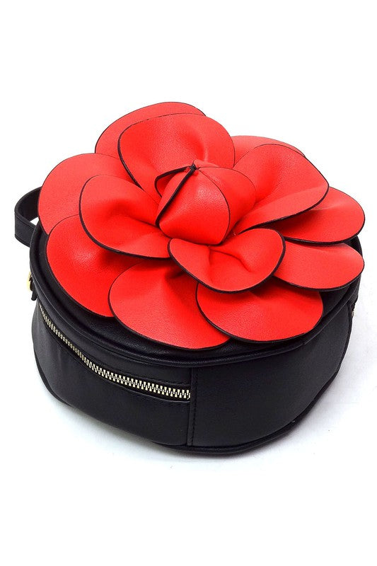 Fashionista 3D Flower Round Bag
