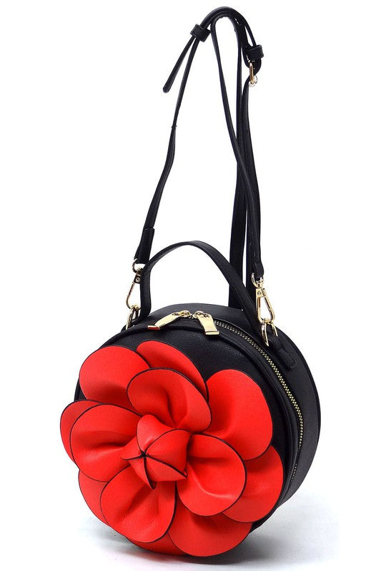 Fashionista 3D Flower Round Bag